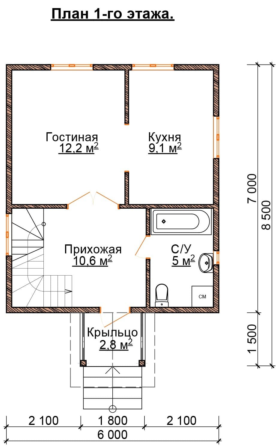 Проект «Проект дома из бруса ДБ-69 6х9»