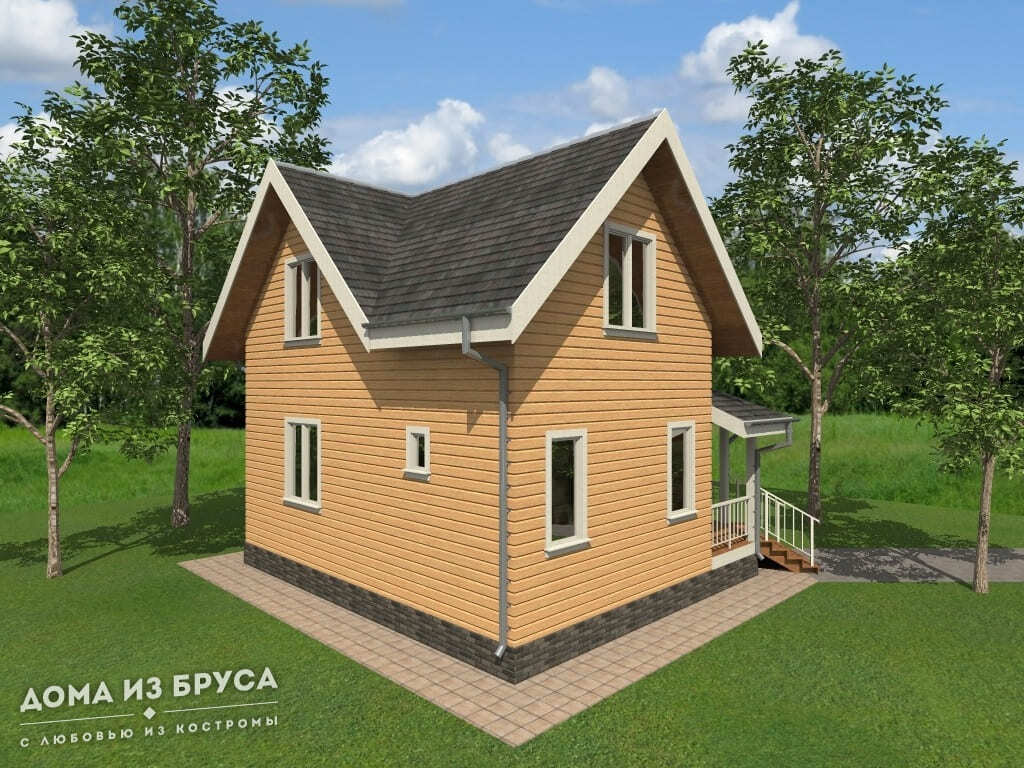 Проект «Дома из бруса ДБ-04 8х8»