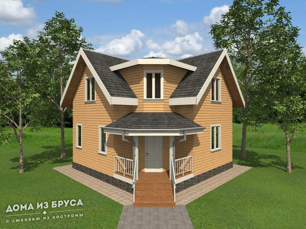 Проект «Дома из бруса ДБ-04 8х8»