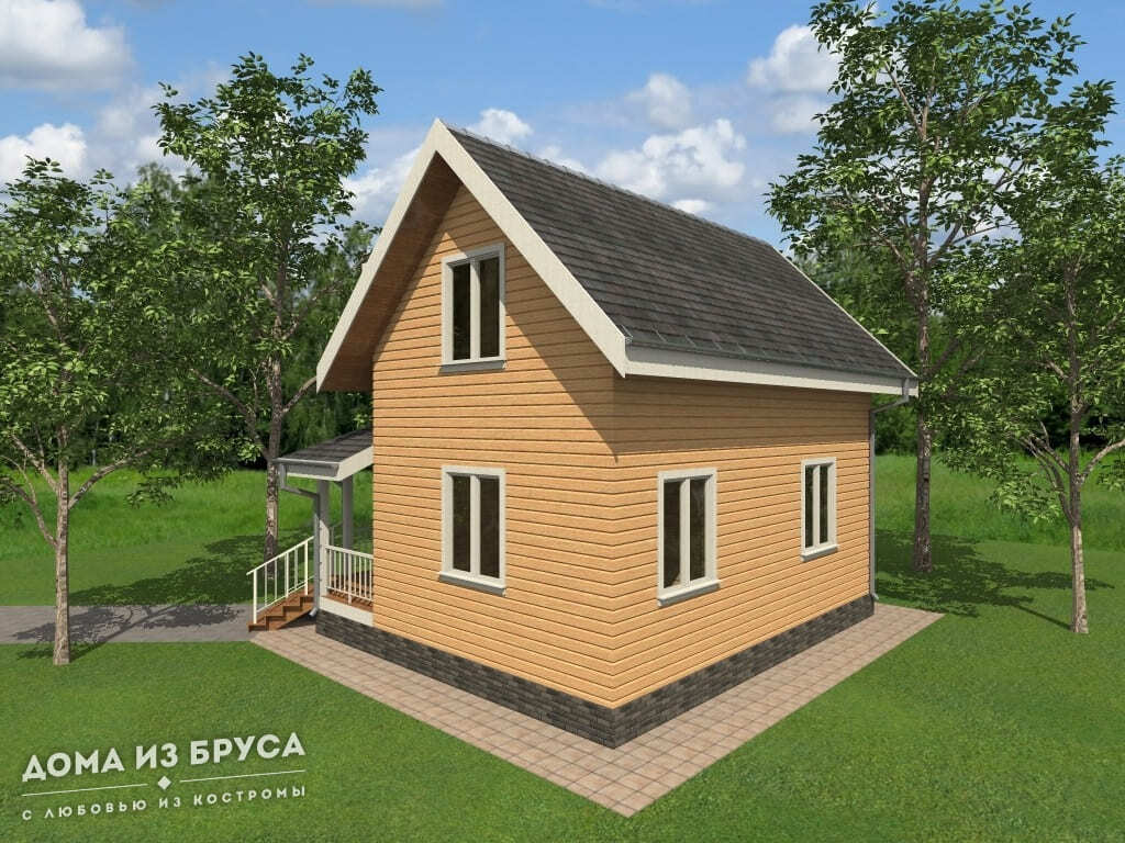 Проект «Дома из бруса ДБ-04 8х8»