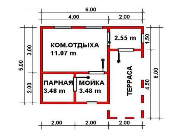 Проект «Проект бани из бруса Б-11»