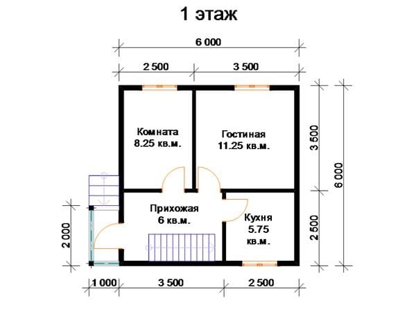Проект «Проект дома из бруса ДБ-56 6х6»