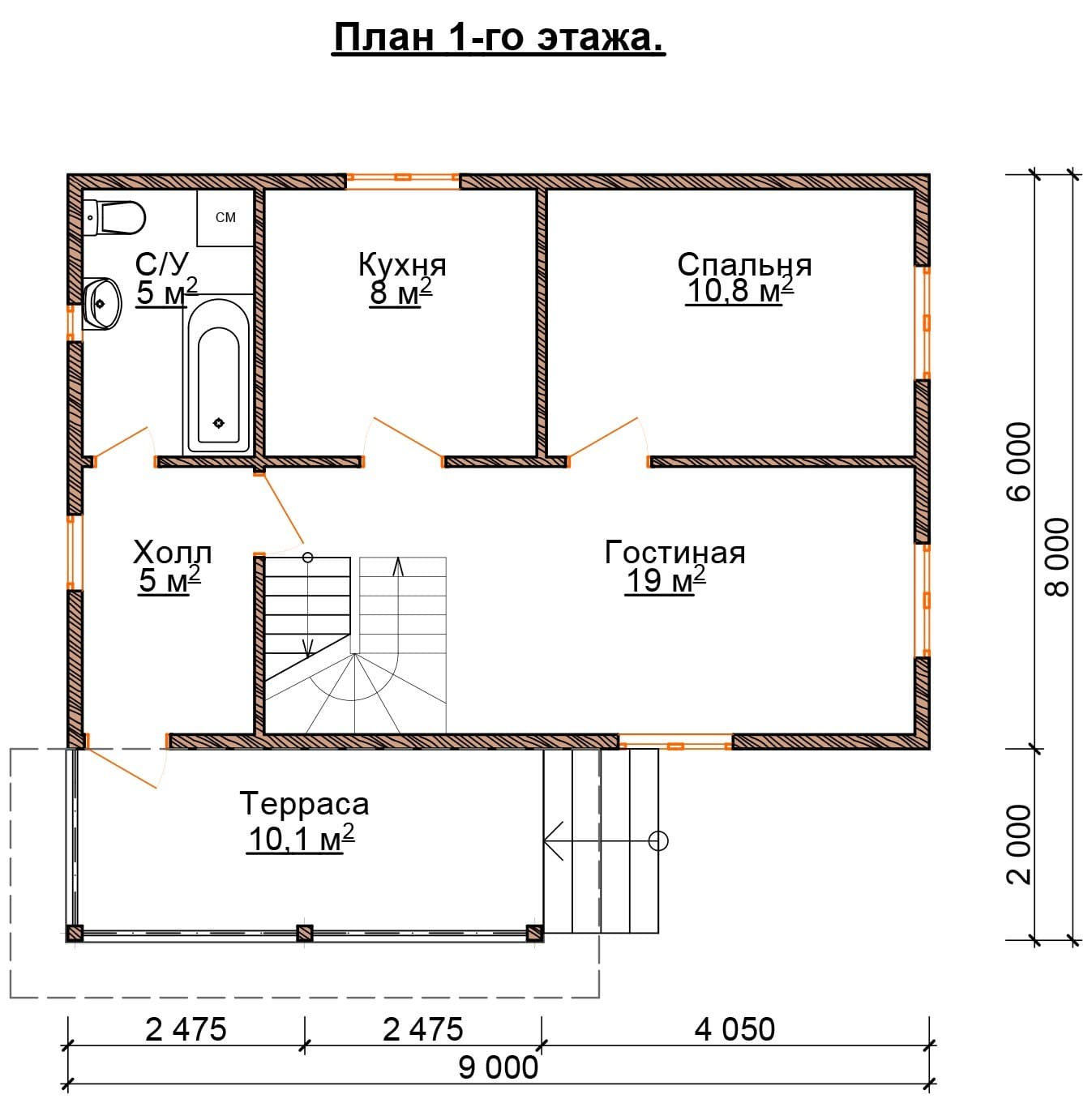 Проект «Проект дома из бруса ДБ-70 9х8»