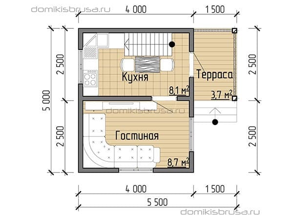 Проект «Проект дома из бруса ДБ-22 6х5»