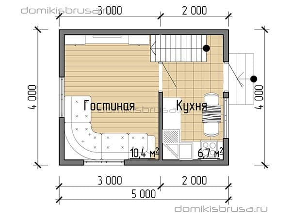 Проект «Проект дома из бруса ДБ-20 5х4»