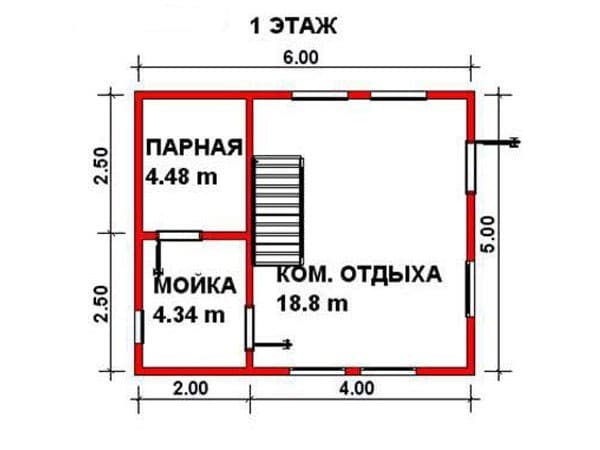 Проект «Проект бани из бруса Б-2»