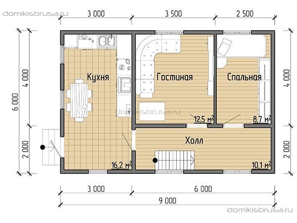 Проект «Проект дома из бруса ДБ-17 6х9»