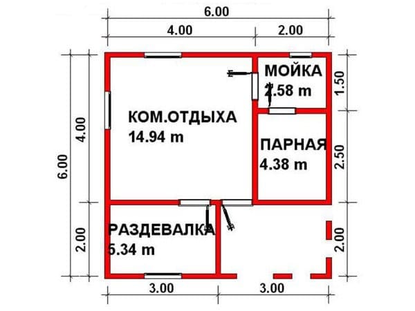 Проект «Проект бани из бруса Б-6»