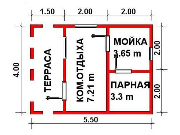 Проект «Проект бани из бруса Б-16»