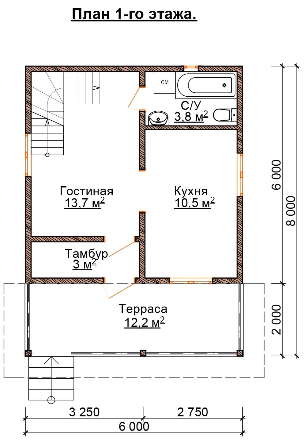 Проект «Дом из бруса 6х8»