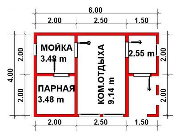 Проект «Проект бани из бруса Б-8»