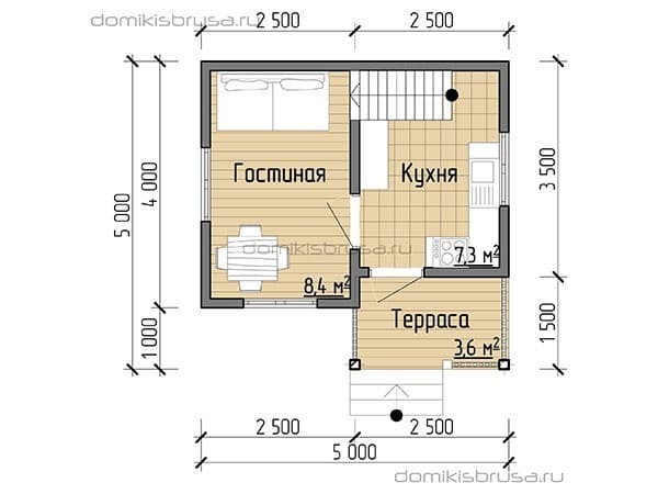 Проект «Проект дома из бруса ДБ-41 5х5»