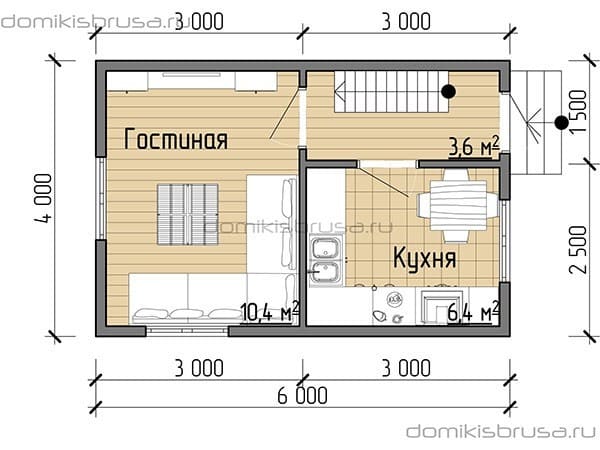 Проект «Проект дома из бруса ДБ-46 6х4»