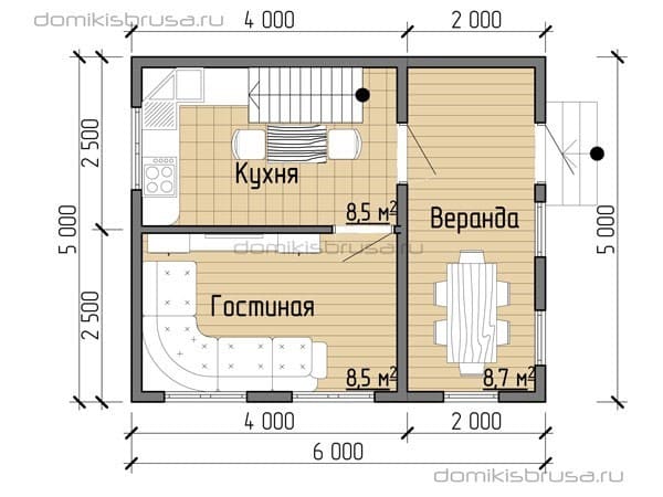 Проект «Проект дома из бруса ДБ-16 6х5»